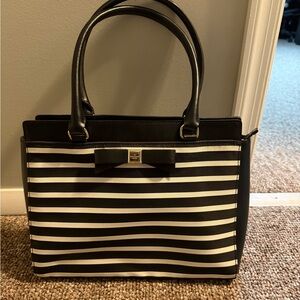 Kate Spade Black and White Striped Shoulder Bag
